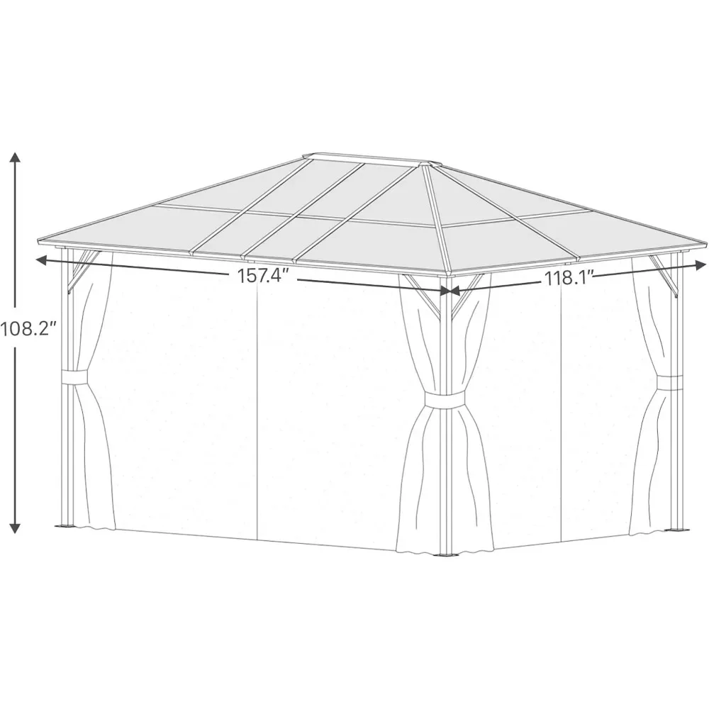 Imagem -05 - Gazebo com Mosquiteiro e Cortinas Outdoor Patio Canopy Deck Quintal Jardins Lawn Deck 10x10 Pés