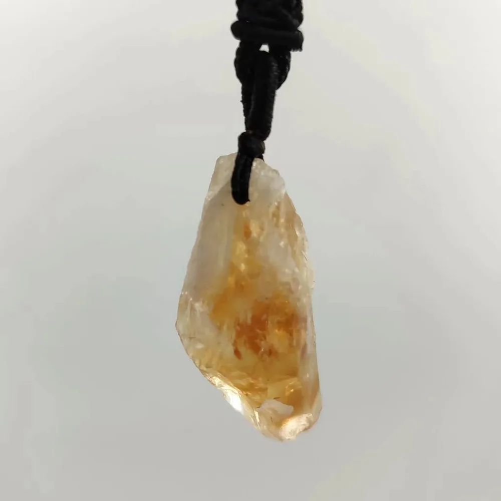 Pendentif en Citrine naturelle, 1 pièce, pierre brute, Quartz jaune, cristal, collier de guérison, Reiki, énergie minérale, corde, cadeau pour