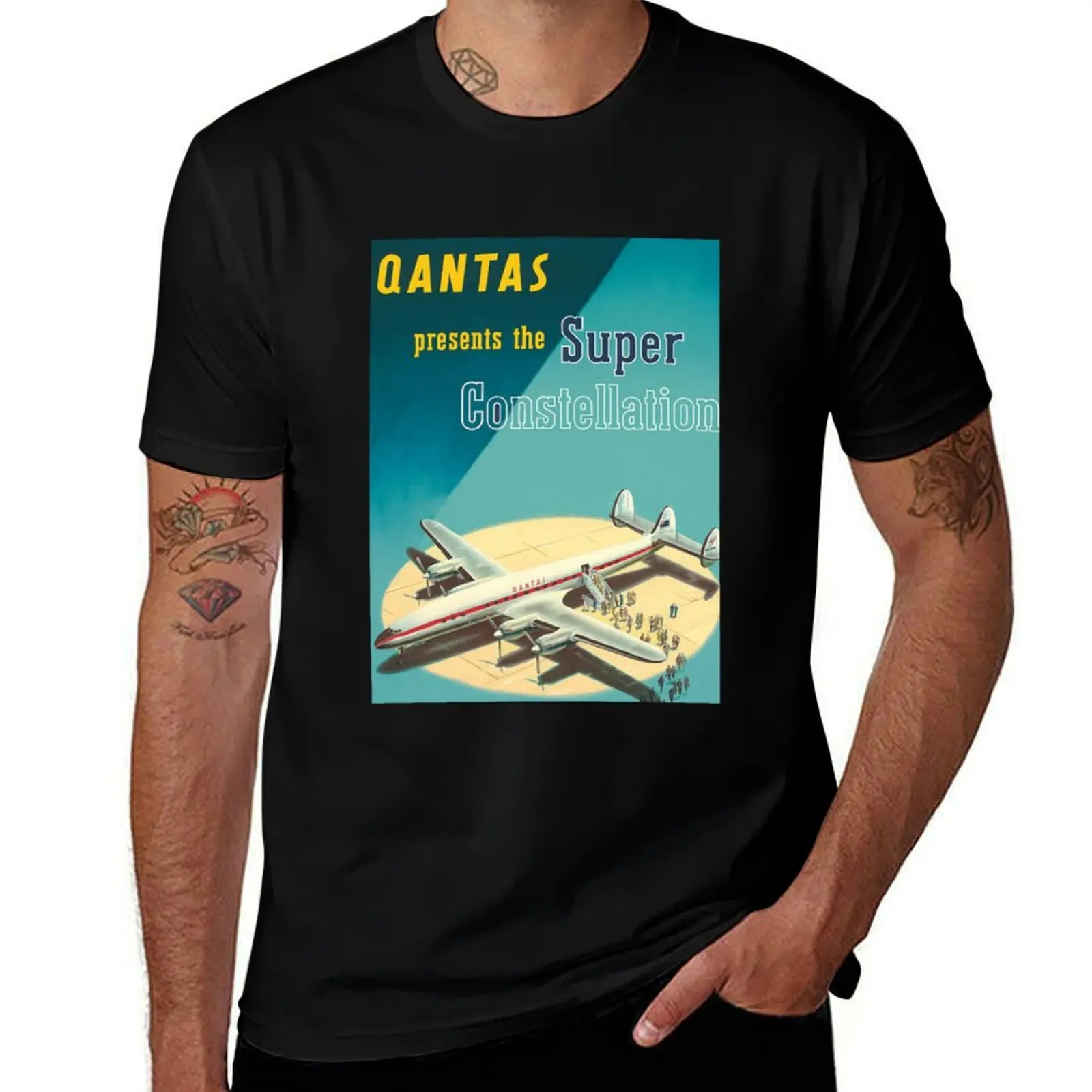 1951 Qantas Constellation T-Shirt Relaxed Casual Short Sleeve Tee T-Shirt