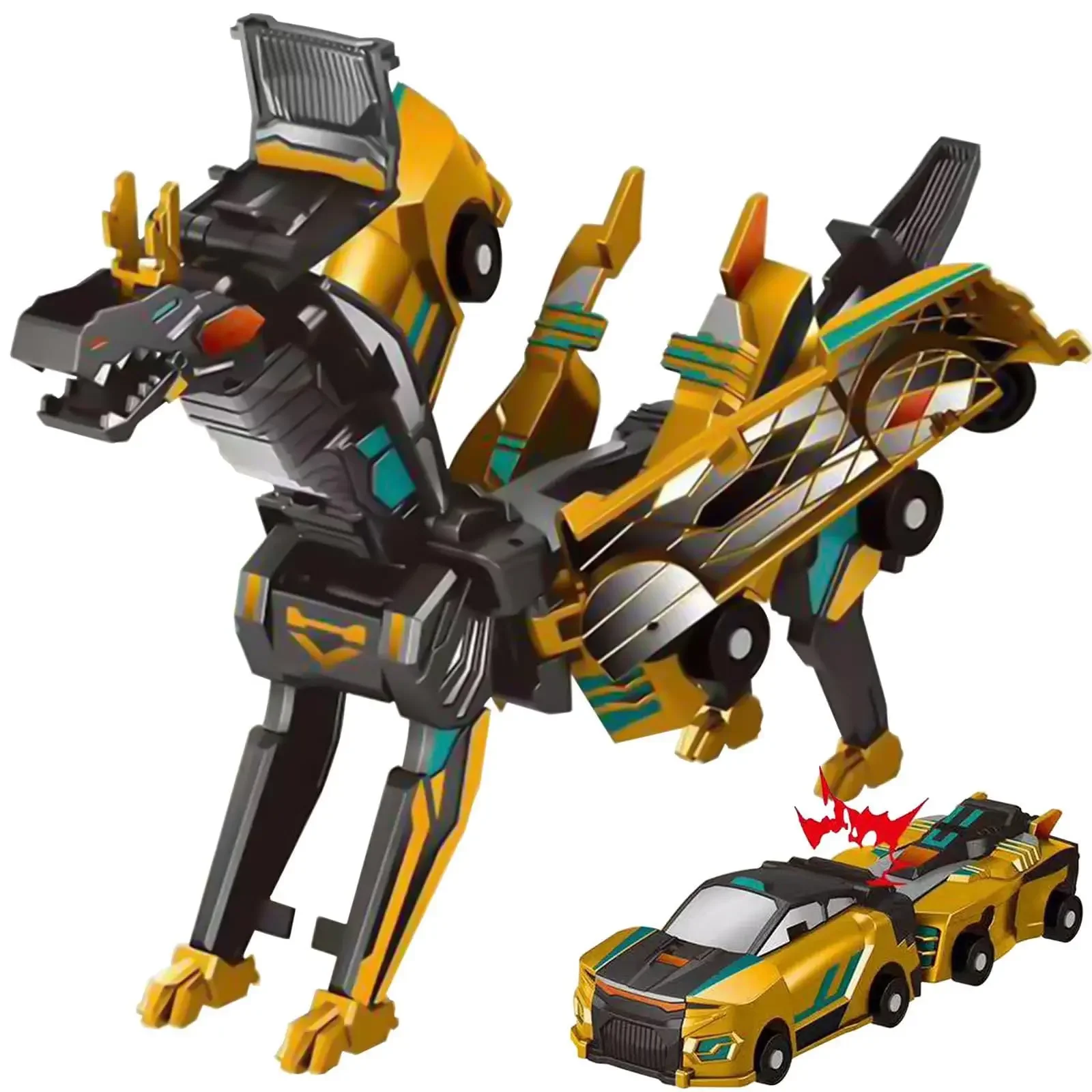 Collision Transforming Dinosaur Car Toy, Magnetic Cars Convert Dinosaur Into Toys, Dino Robot Toy for Boys & Girls