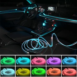 5 Meter Car LED Ambient Lighting Neon Fiber Optic Atmosphere Light Strip For Car Interior USB Decoration DIY Flexible Light Kit