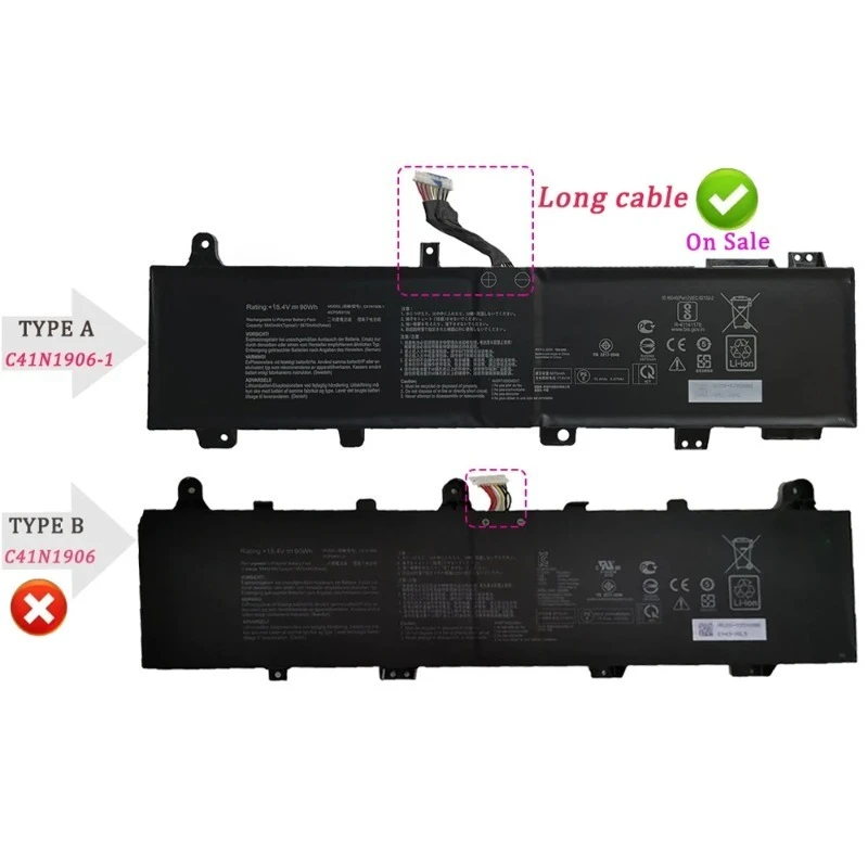 C41N1906-1 Laptop Battery for ASUS TUF Gaming A15 FA506 FA506II FA506QR 2021 F15 FX506 FX506H FX506HM FX506L FX506LH A17