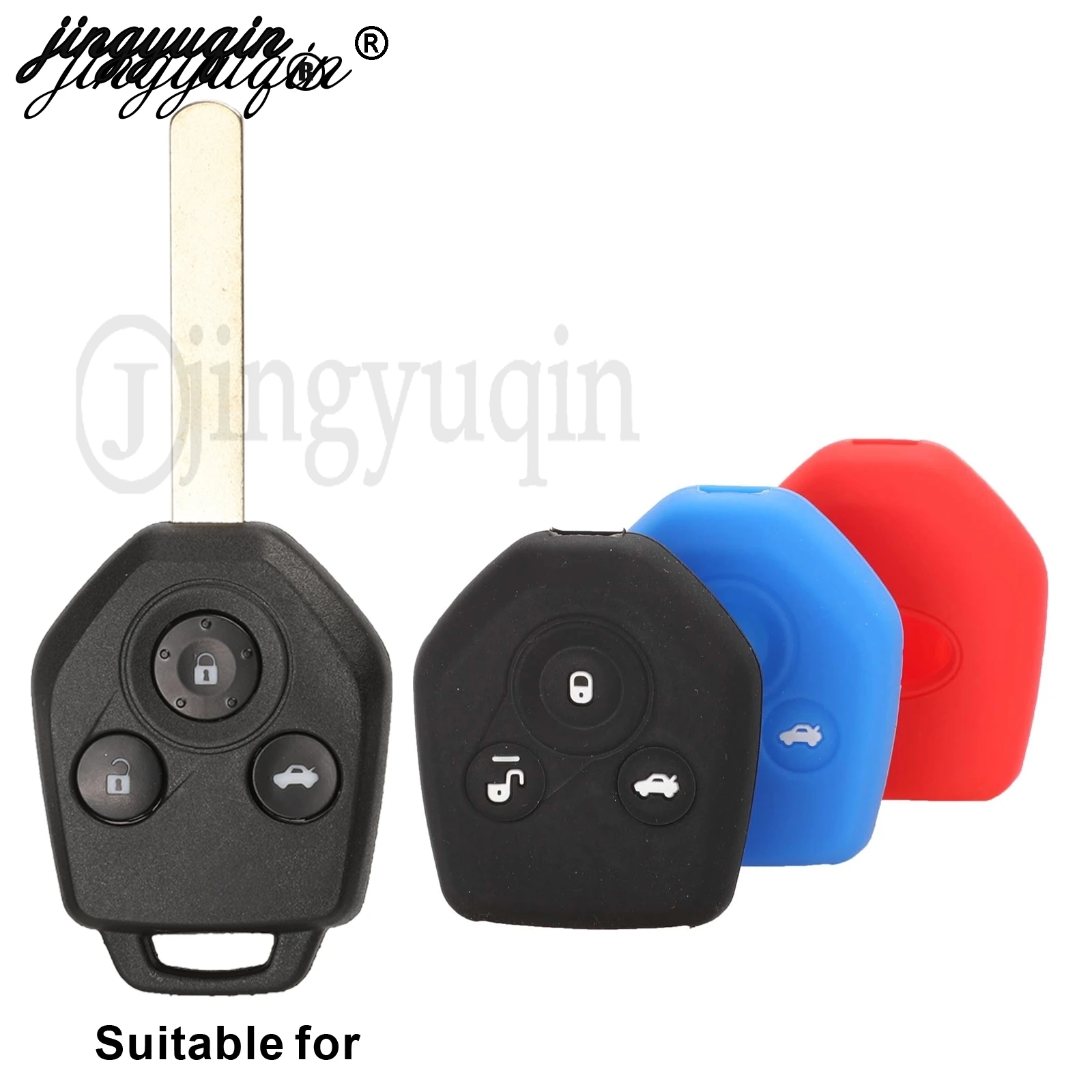jingyuqin Silicone Car Remote Key Cover Shell Fob Skin Jacket Fit for Subaru Legacy Tribeca Impreza Forester Xv 3Buttons