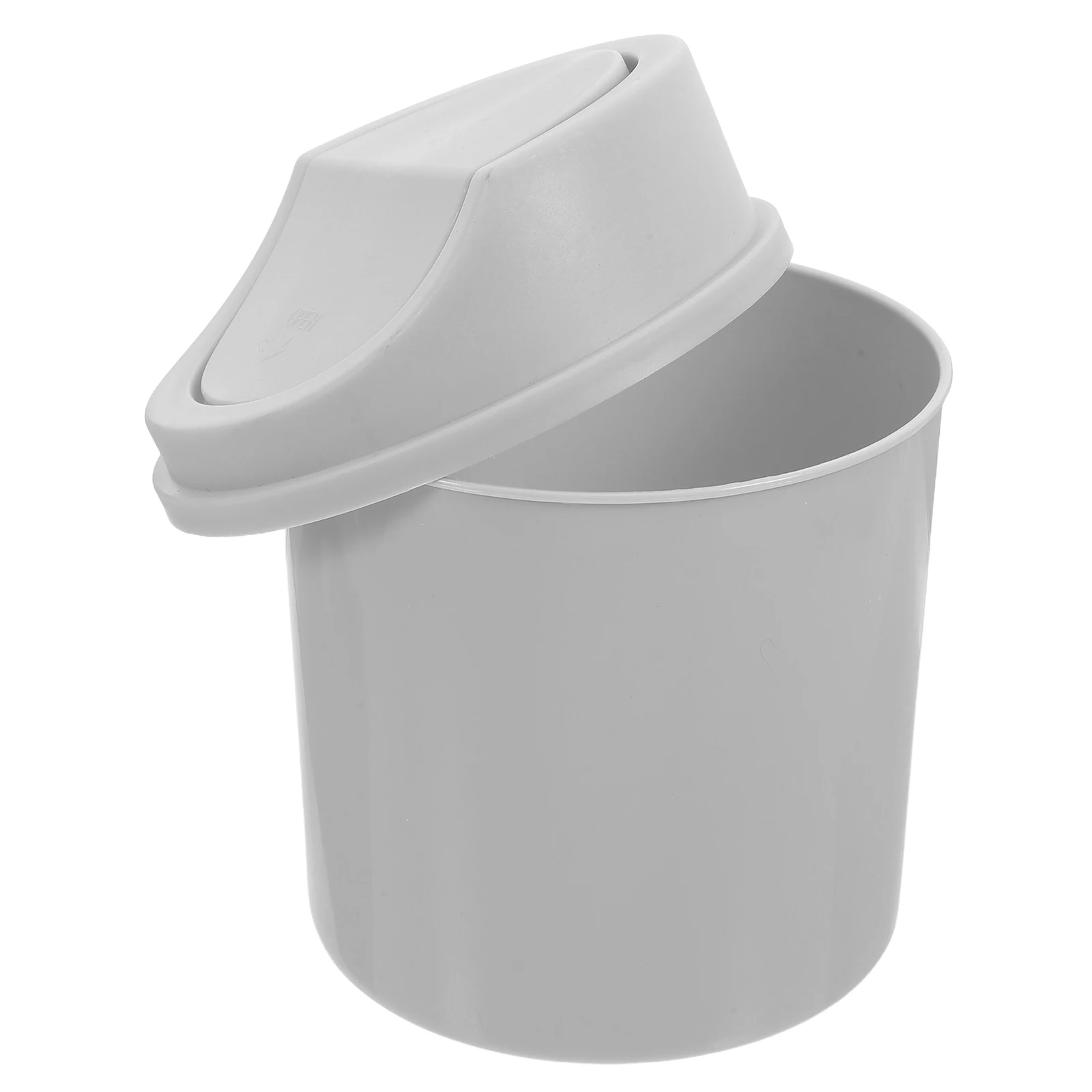 

Bedroom Trash Can with Lid Swivel Cover Mini Countertop Desktop Trashcan Plastic