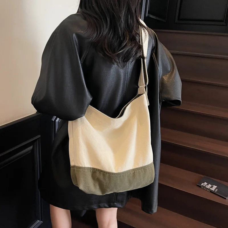

Fashion Women Crossbody Bag Large Canvas Messenger Bags for Woman 2026 Satchel Single Shoulder Strap High Quality Book Bag