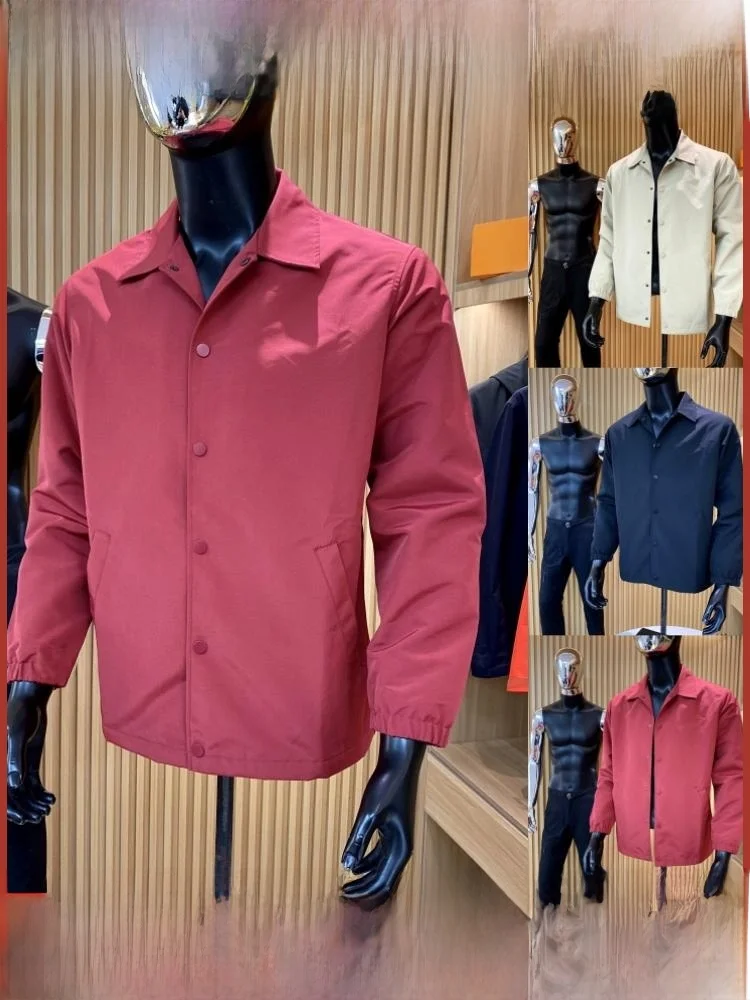 ملابس عمل كاجوال متعددة الاستخدامات للرجال irt Sle Jaet ربيعية بياقة قلابة لربيع 2024 ستاند مناسب طويل Sve لون نقي فردي... #1