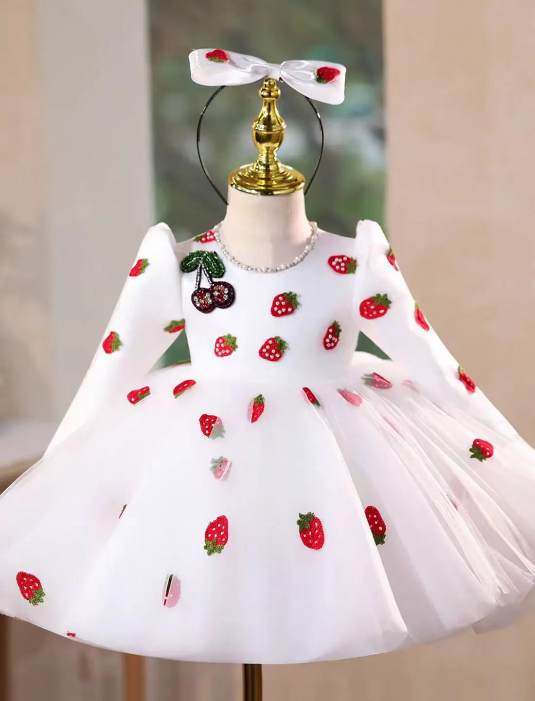 فستان Jill Wish J812 أنيق لفتاة الزهور البيضاء بطول الركبة وأكمام طويلة للأطفال الأميرة لحفلات الزفاف وحفلات أعياد الميلاد #6