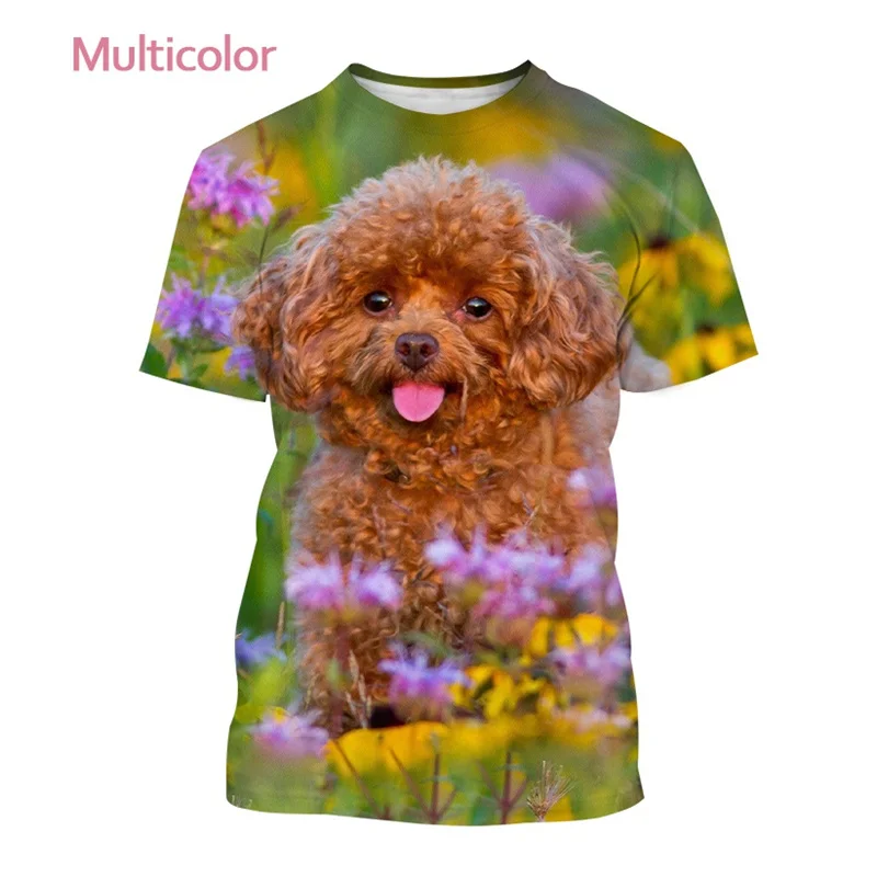 New 3D Cute Animal Poodle Printing T Shirt Summer Children Funny Streetwear Short Sleeves For Men Harajuku Clothing Tee Shirts