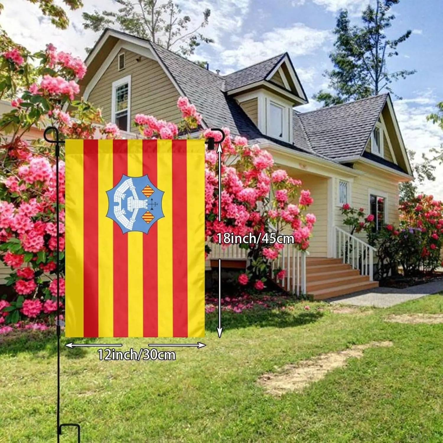 Bandera De Menorca Garden Flag 12x18 Inch Polyester Garden Flags Double Sided Garden Flag Outdoor Patio Flags Decorative Garden