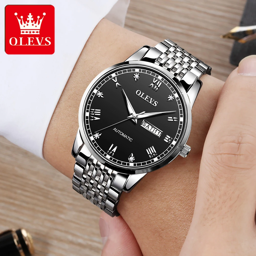 

OLEVS 6602 Classic Automatic Mechanical Watches for Men Luxury Calendar Waterproof Stainless Steel Self-winding Wrist Watch Man