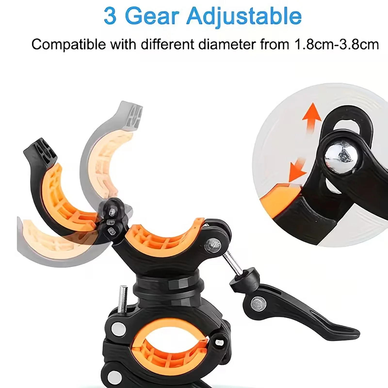 TOSUOD 360 ° Drehbarer Fahrrad-Taschenlampenhalter Universeller Lenkerclip Verstellbare Fahrradlicht-Halterung Zubehör – Detail 3