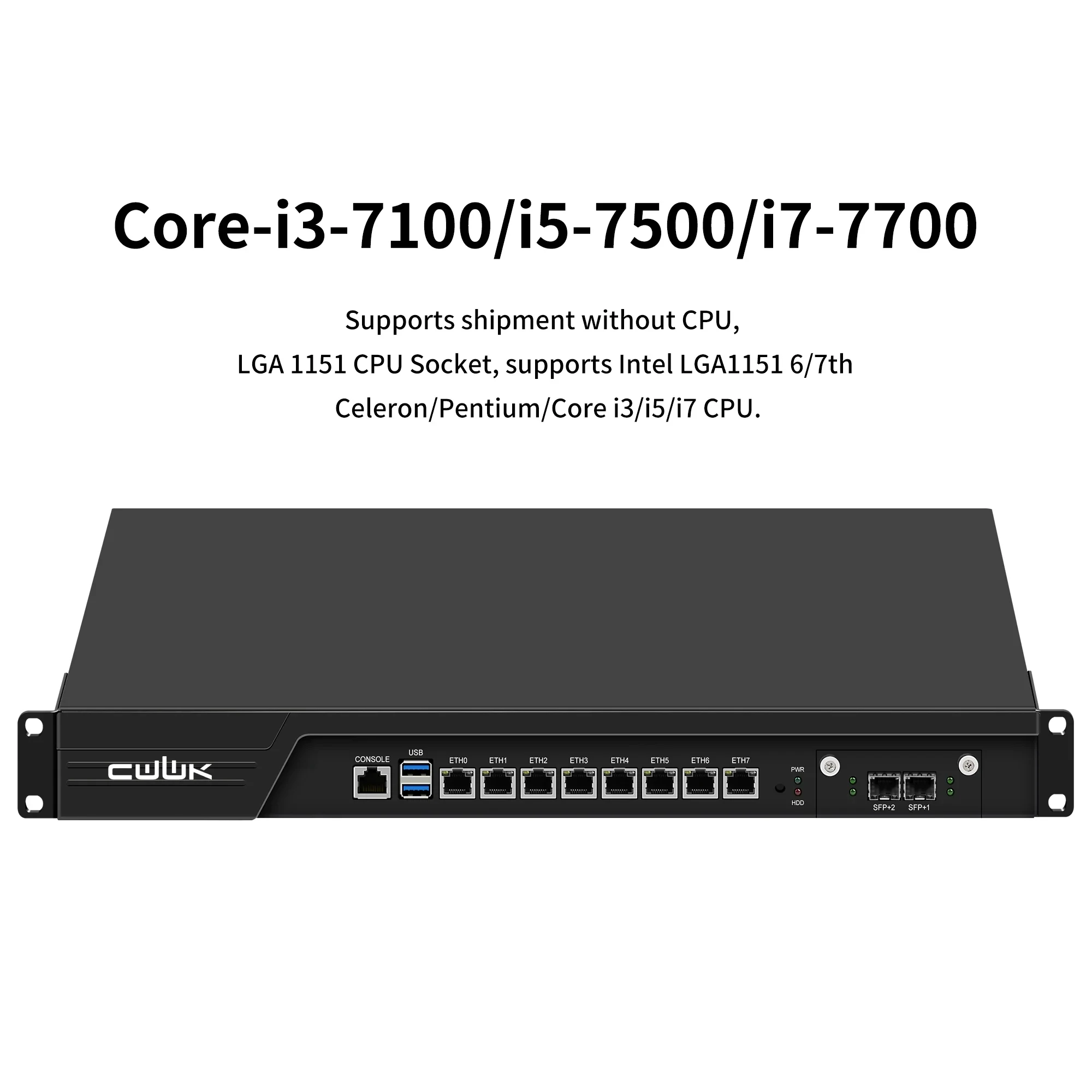 جهاز جدار الحماية CWWK 1U B150 Core i3 7100، 2x10Gb SFP+، DDR4 OPNsense Hardware 19 بوصة Rackmount لخادم Homelab مع VGA #3