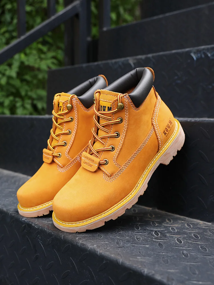 KOWM Cowhide Hiking Shoes Men Waterproof Male Tactical Hunting Boots Motorcycle boots travel sneakers  Desert Combat Ankle Boots