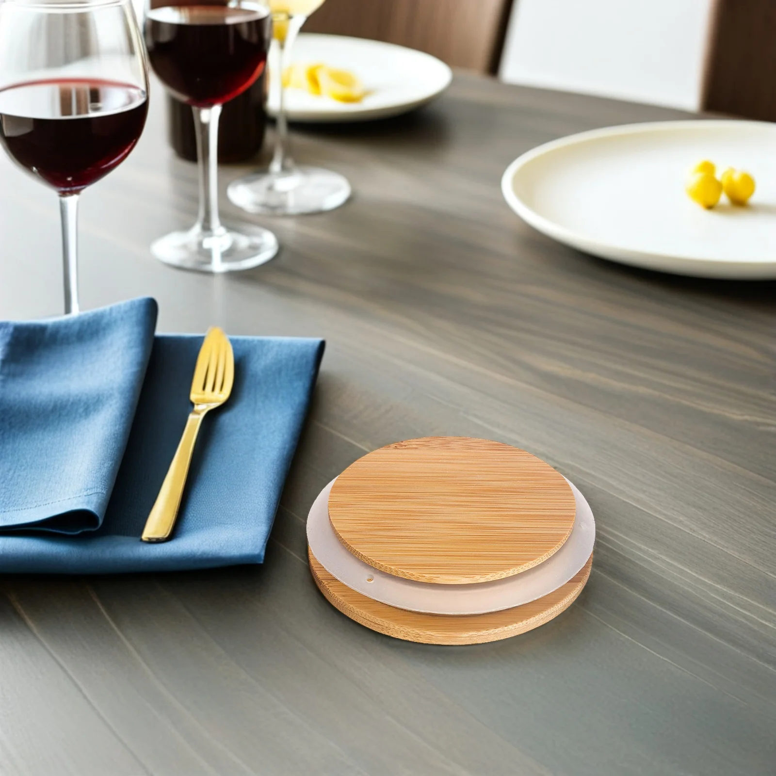 

2pcs Bamboo Lid For Glass Jar Cover Premium Storage Bowl Protector Bottle Sealer Round Container Cap Cereal Holder Can Lid