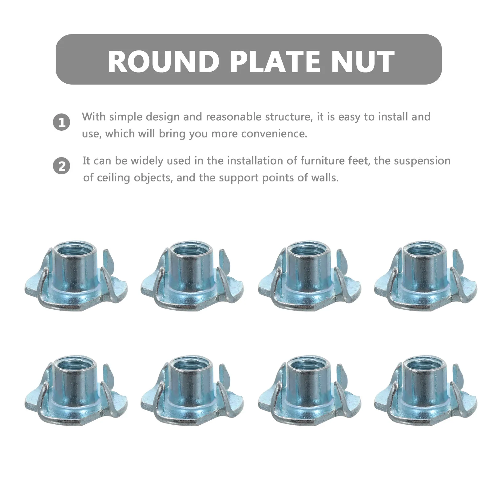 18Pcs Iron Round Plate Nuts with Three Holes Flange Nut for Furniture Feet Installation Wall Support Ceiling Hanging Strong