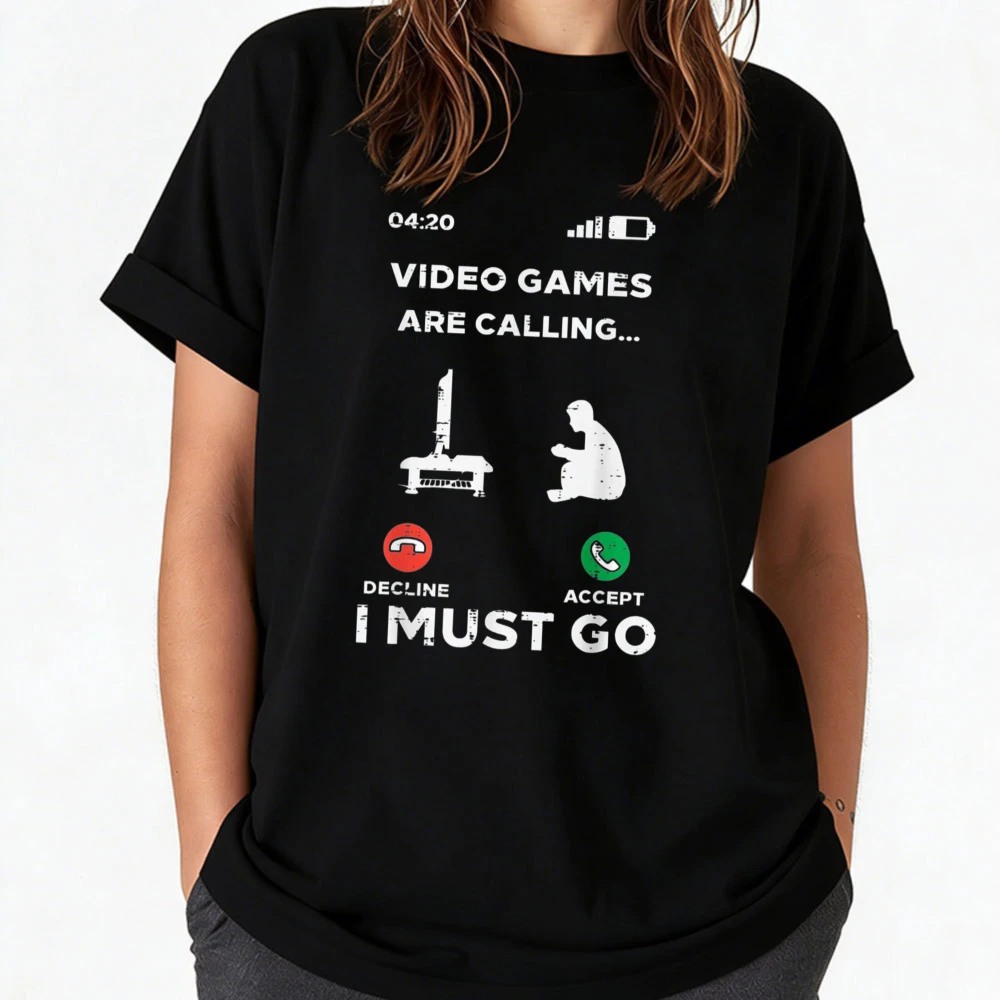 Video Games Calling Must Go Funny Gamer Men Boys Teens T-Shirt Funny Outdoors High Quality Cotton Short-sleev Breathable Tees