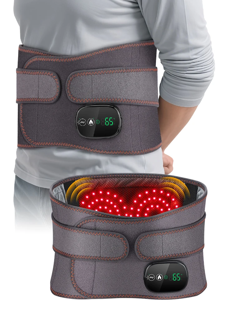 Beheizter Taillengürtel mit Infrarotwärme, Doppelmotor-Vibrationsmassage, Digitalanzeige, Neopren-Lendenwirbelstütze zur Linderung von Steifheit.