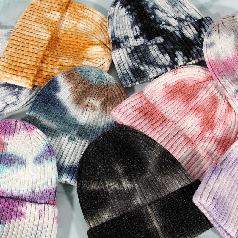 샤오미 가을 겨울 타이 염색 니트 코튼 모자, 다목적 따뜻한 두꺼운 모직 모자, 여성 비니 모자, 남성 패션 모자
