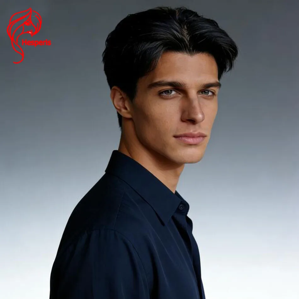 Hesperis Pixie Cut Wig for Men Deep Part Lace Front Pre-styled Brazilian Remy Human Hair Short Lace Male Wigs Natural Color
