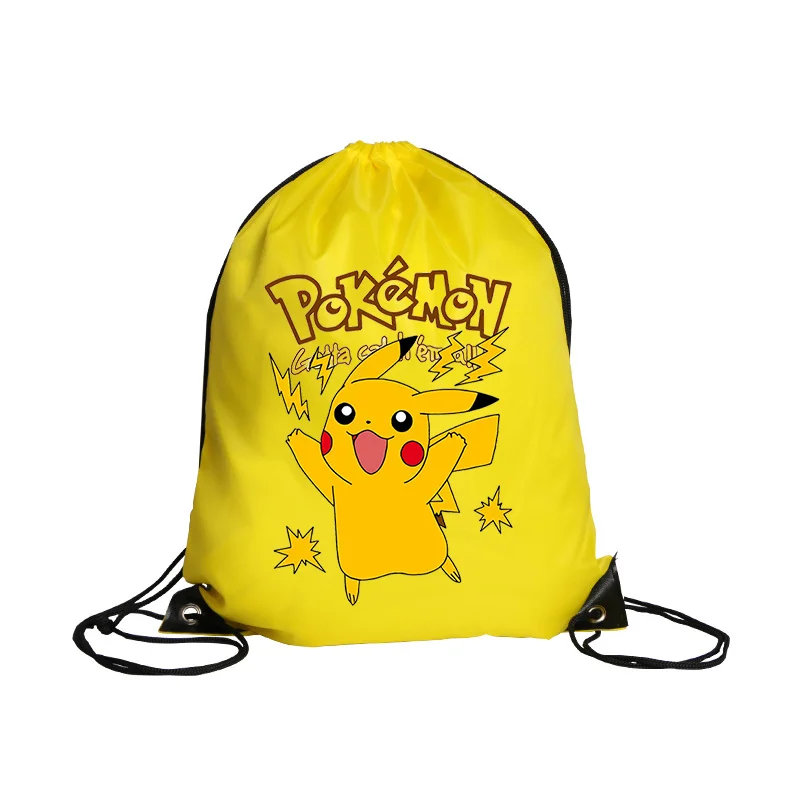 Pokemon Drawstring Bag Pikachu Polyester Storage Bag Game Anime Figure Backpackable Travel Bags Outdoor Hiking Bags Boys Gift