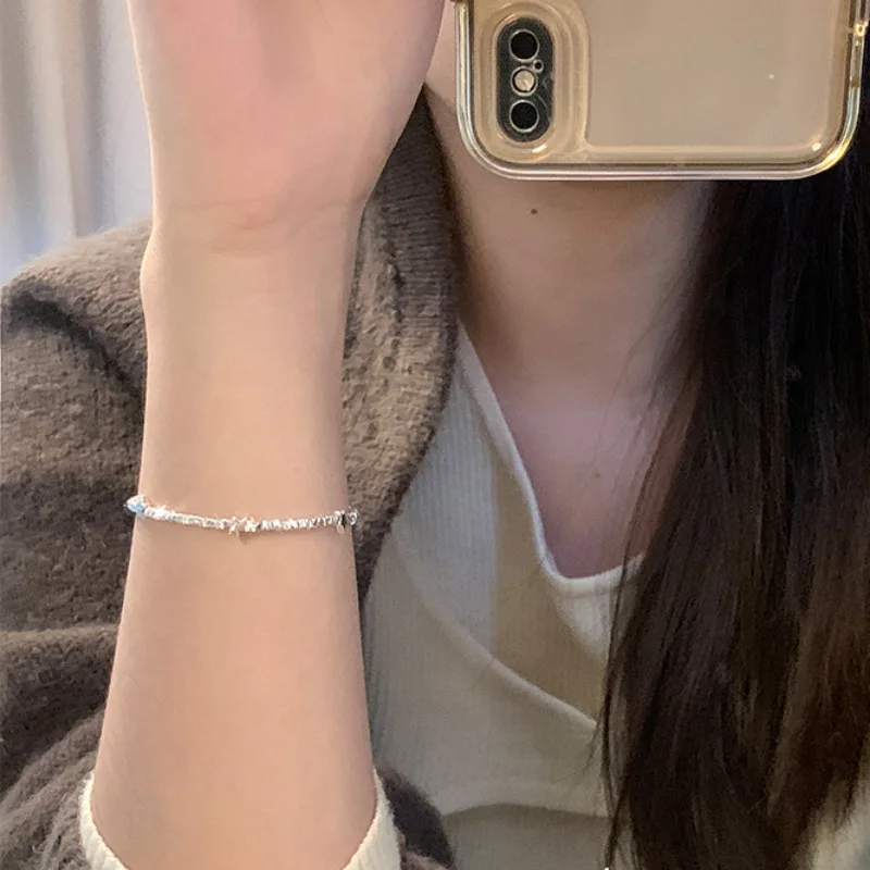 VENTFILLE 925 Sterling Silver Star Bead Bracelet For Women Girl Sweet Romantic Versatile Trend Jewelry Gifts Dropshipping
