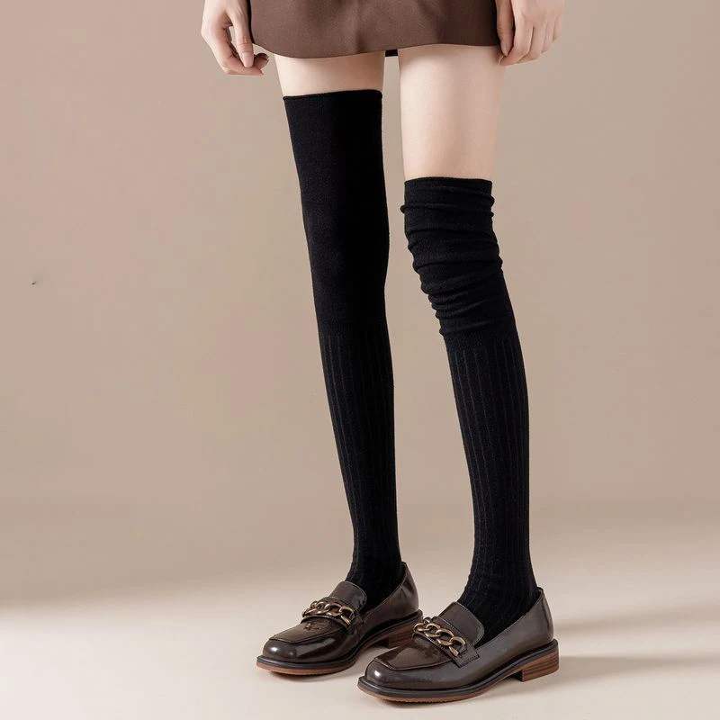 Korea Knee Leg Warmer Socks Striped Socks Tube Socks Over Knee Stockings Footless Socks Fashion Autumn Winter Blend Cotton Stock