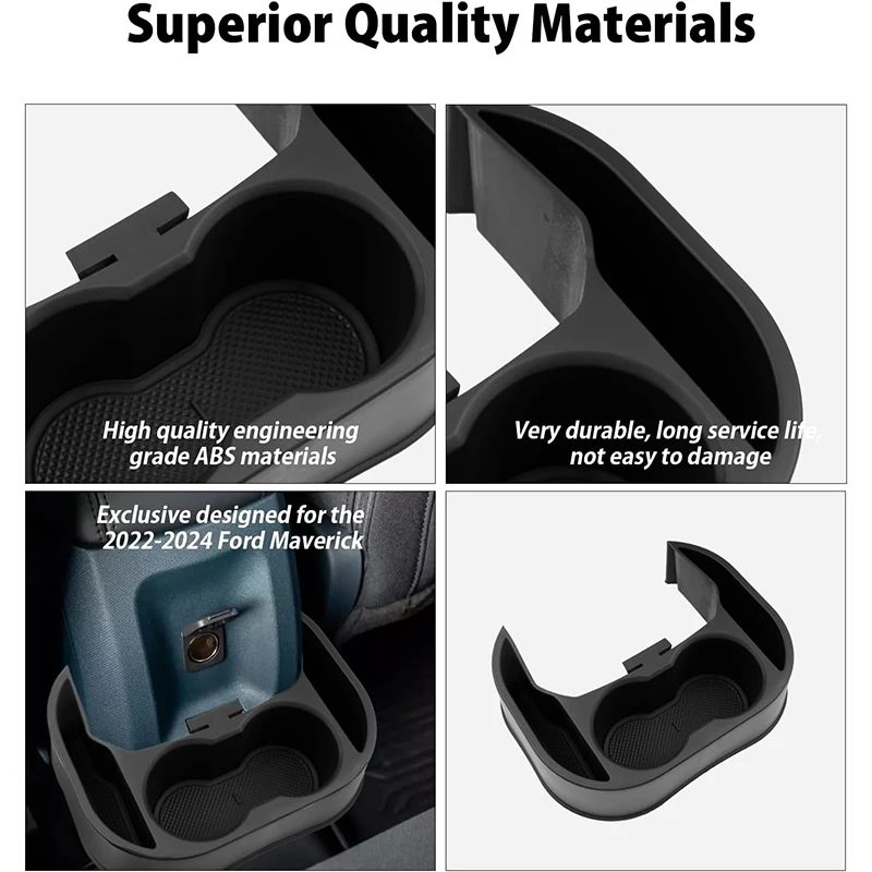 ABS Center Console Cup Holder Rear Partition Storage Box Coin Key Tray For Ford Maverick 2022-2024 Car Interior Accessories