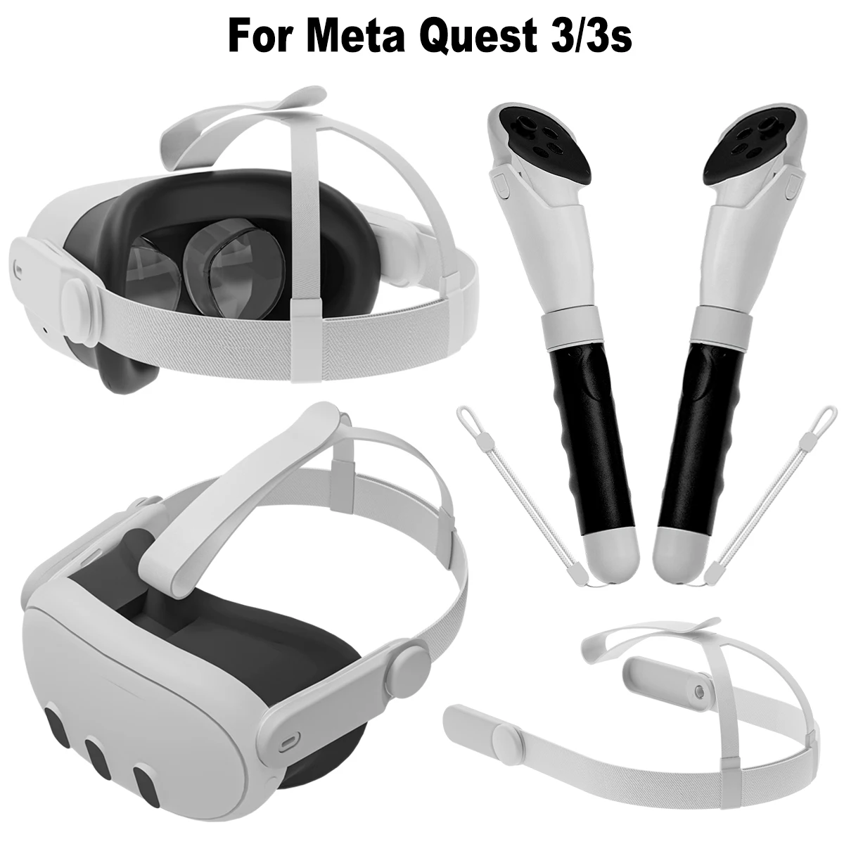 ملحقات الواقع الافتراضي استبدال حزام الرأس القابل للتعديل ومقبض وحدة التحكم الممتد لـ Meta Quest 3/3s هدية فكرة حزام الراحة