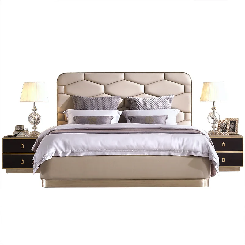 

Neoclassical birch double bed European fashion light luxury 1.8 meters bedroom princess bed
