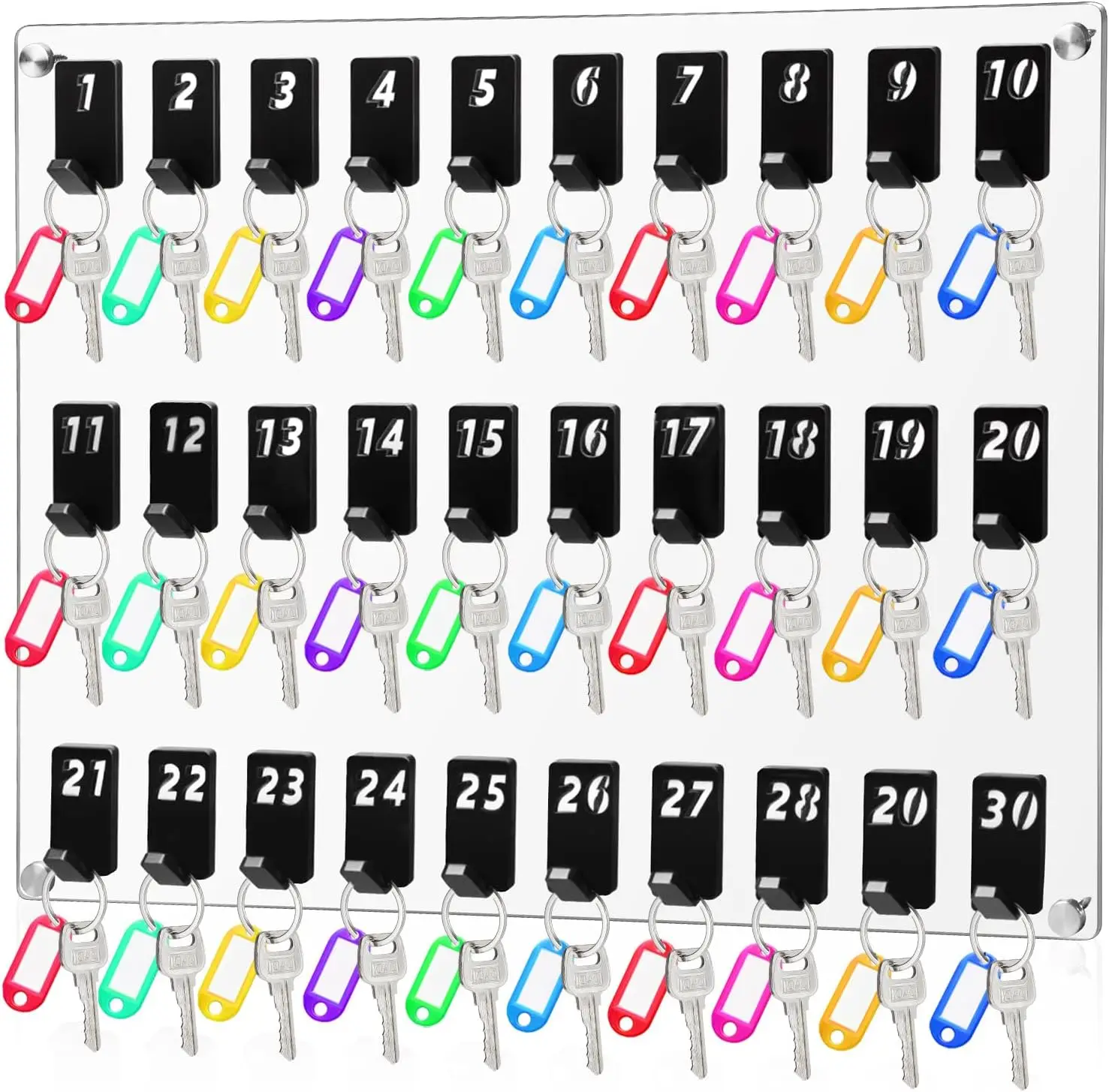 

Прозрачная акриловая вешалка для ключей с 30 крючками для настенного хранения в школе, гараже, офисе