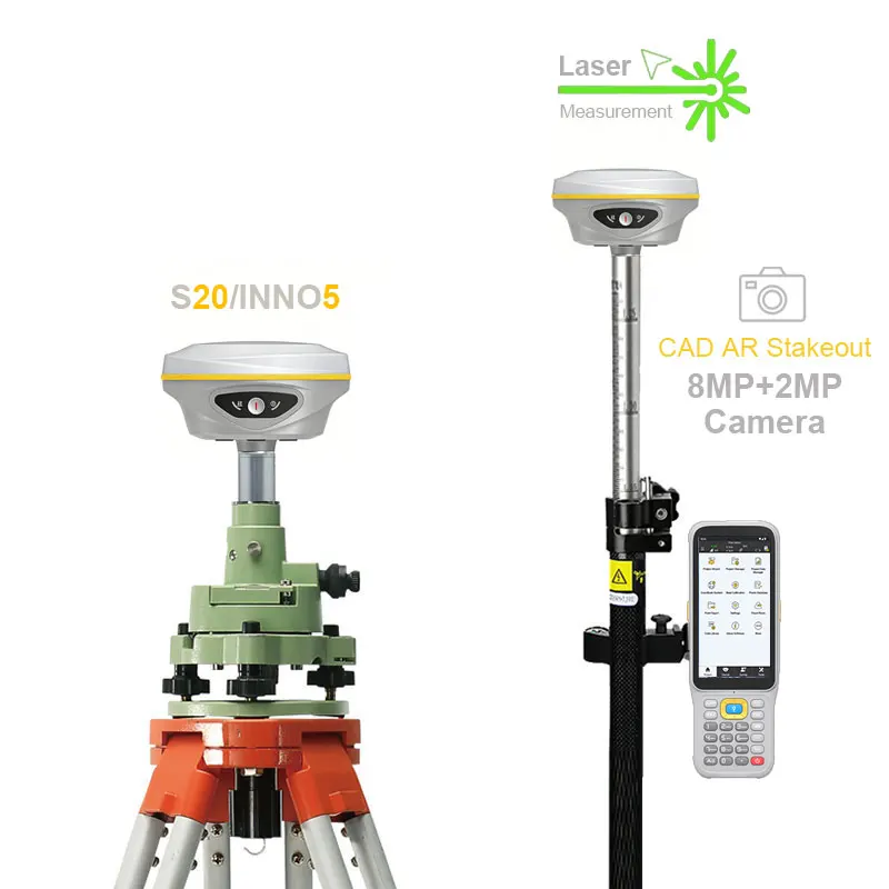 High Precision SOUTH INNO5/S20 With AR Stakeout And 3R Green Laser, Rugged GNSS RTK Base Rover Kit For Construction Survey