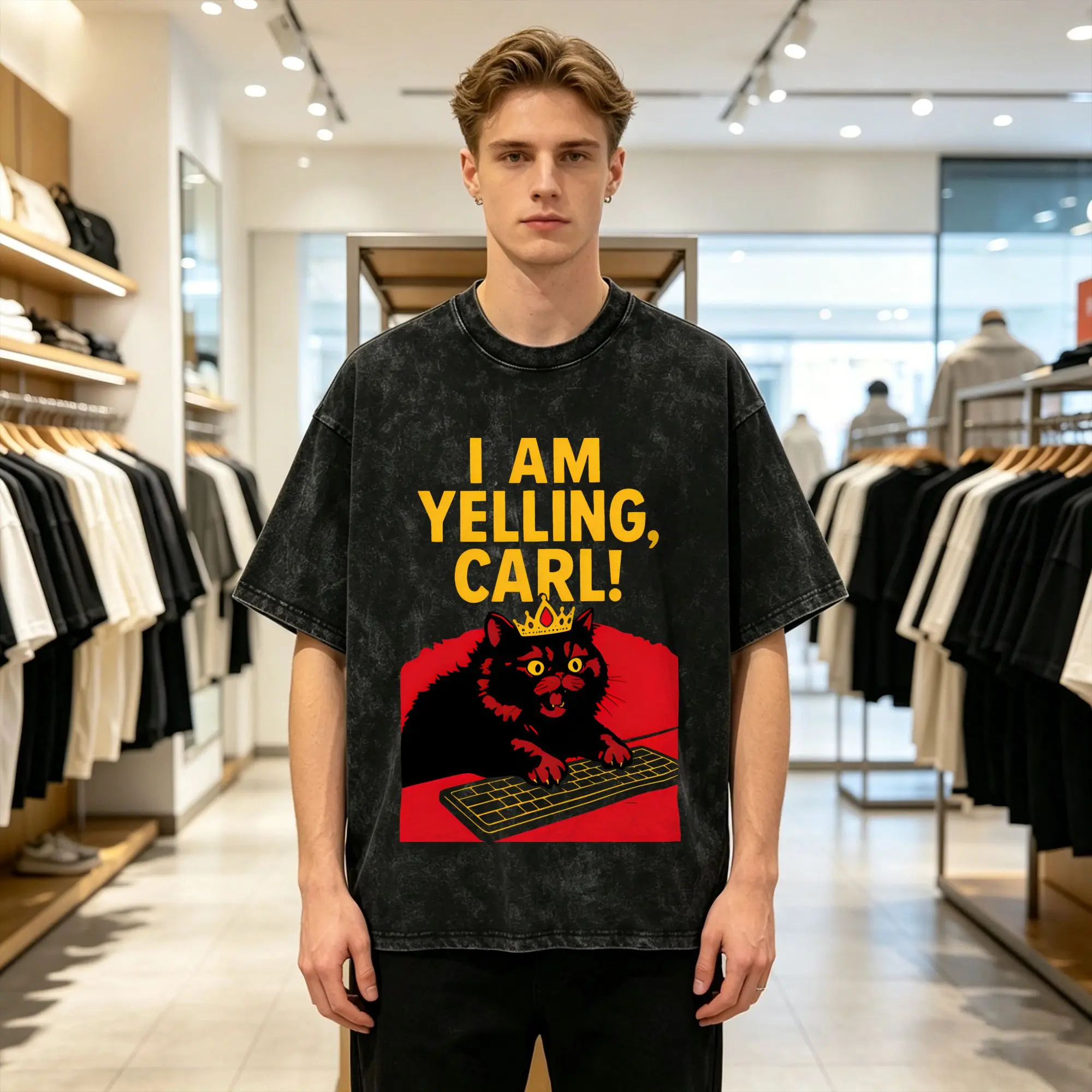 Men's Dungeon Crawler Carl T Shirts  I Am Yelling Tops Summer Y2K Fun Short Sleeves T Shirt O-Neck Popular Casual Tee Shirt Hot