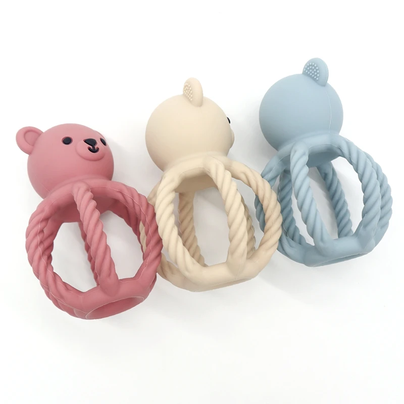 Food Grade1PC Silicone Rubber In The Shape Of A Soft And Cute Little Bear Can Relieve The Pain Of Teething Due To Its Warm Touch