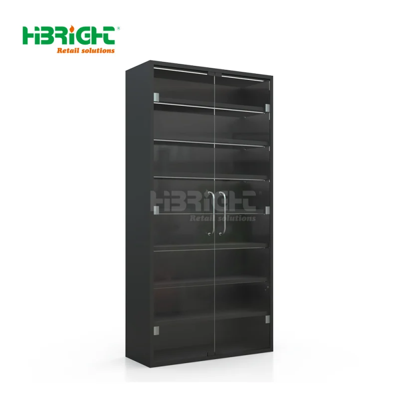 custom.Large Capacity Wooden Glass Convenience Store Display Cabinet Cabinet with Double Glass Door