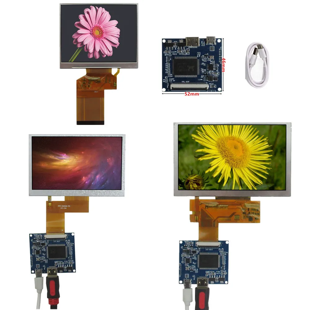 

3.5/4.3/5 Inch LCD Screen Display Monitor Controller Control Driver Board Mini HDMI-Compatible Raspberry Pi PC