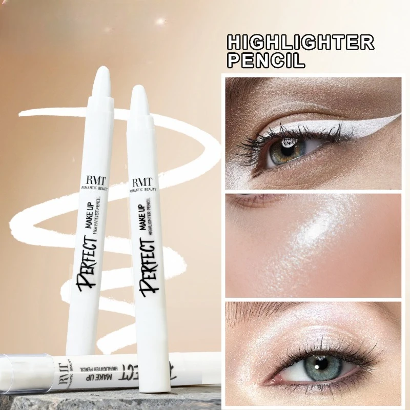Multifunctioneel make-uppotlood Witte markeerstift en oogschaduw Parelglans effect Romig Langdurig Waterdicht Veegvast