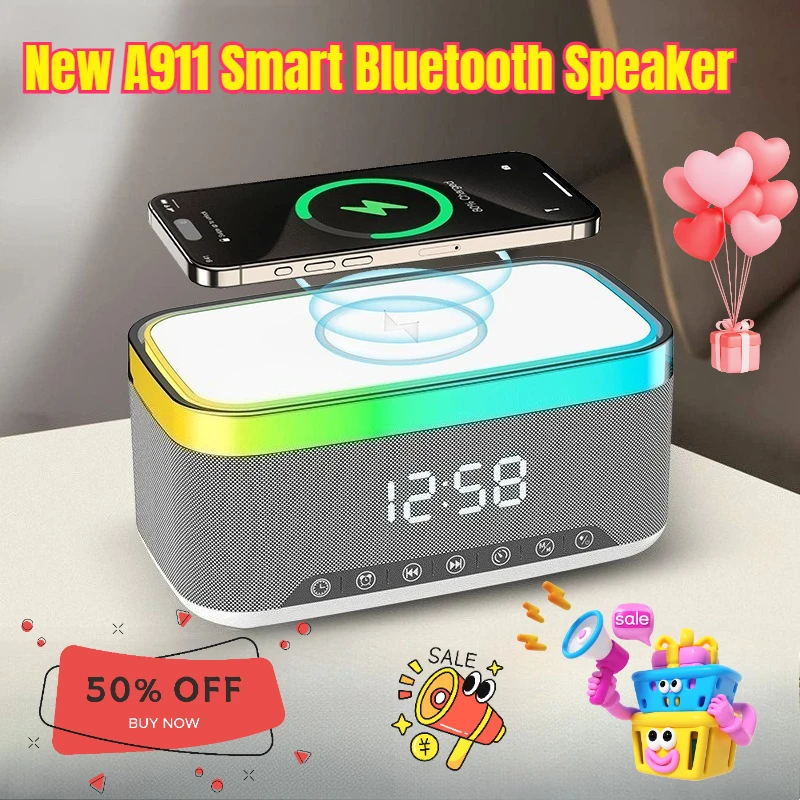 

New A911 Smart Bluetooth Speaker Creative Desktop Night Light Wireless Charger Inductive Bedside Ambient Light Speaker