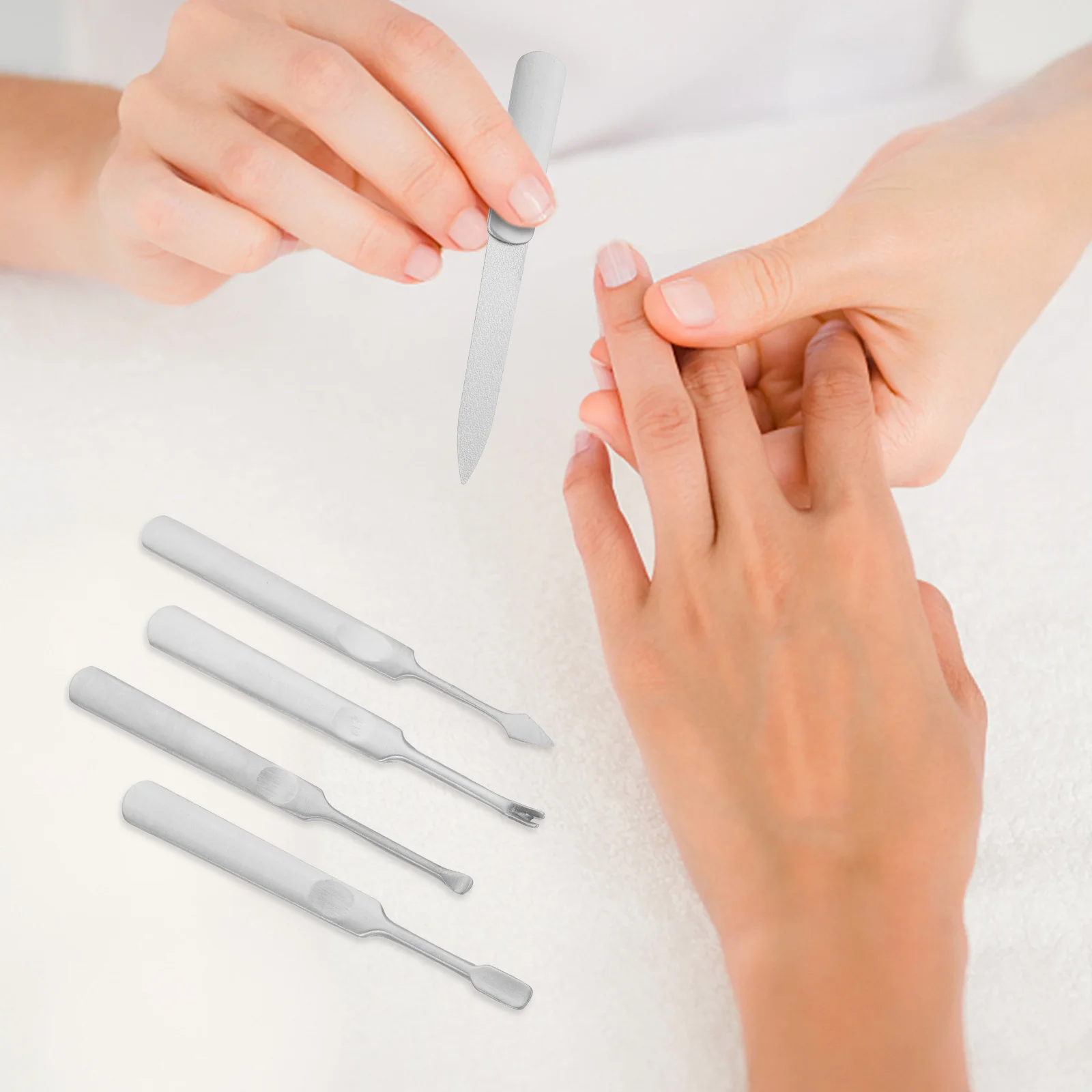 

5Pcs Professional Nail Grooming Kit Stainless Steel Manicure Pedicure Set Nail Cutter File Callus Remover Dead Skin Fork Ear