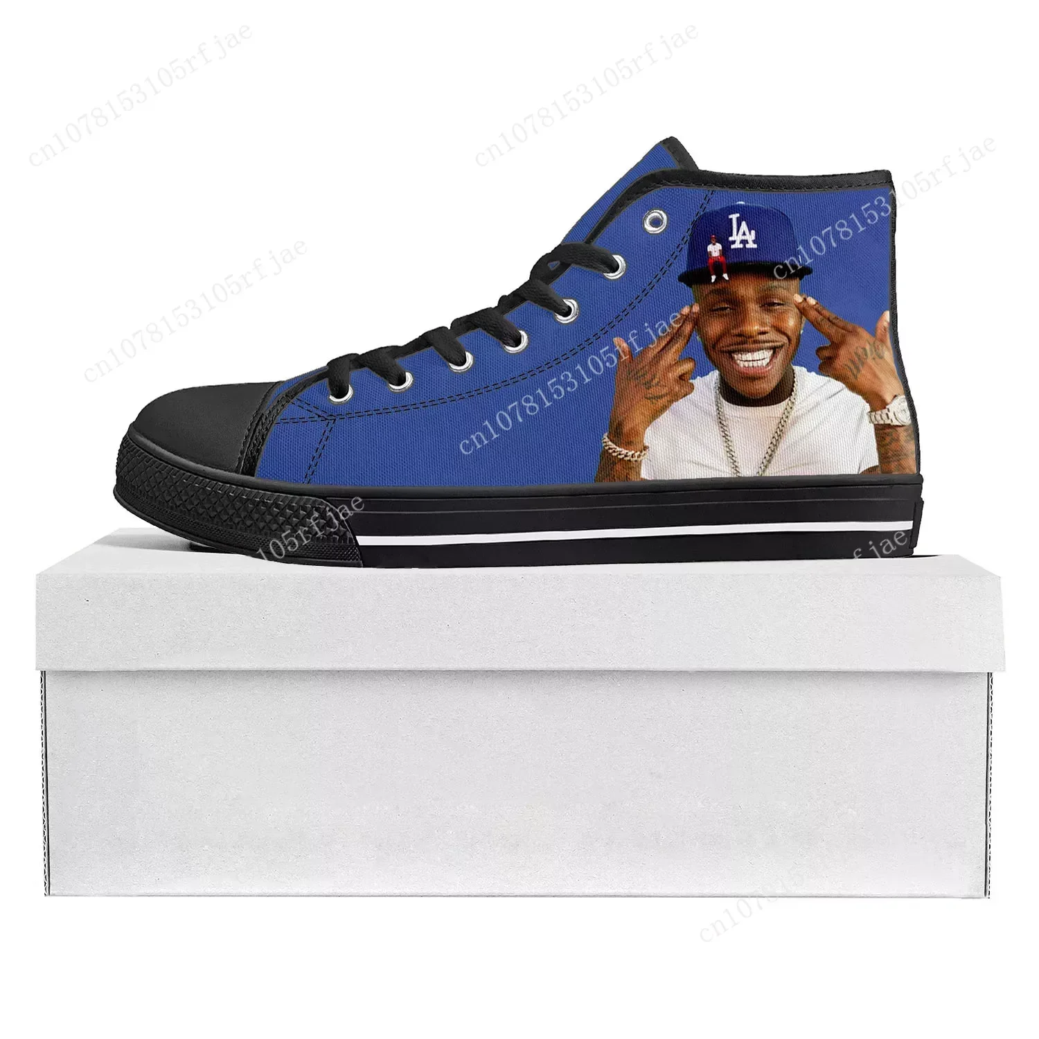 

DaBaby Rapper Music Pop Blue High Top High Quality Sneakers Mens Womens Teenager Canvas Sneaker Casual Couple Shoes Custom Shoe