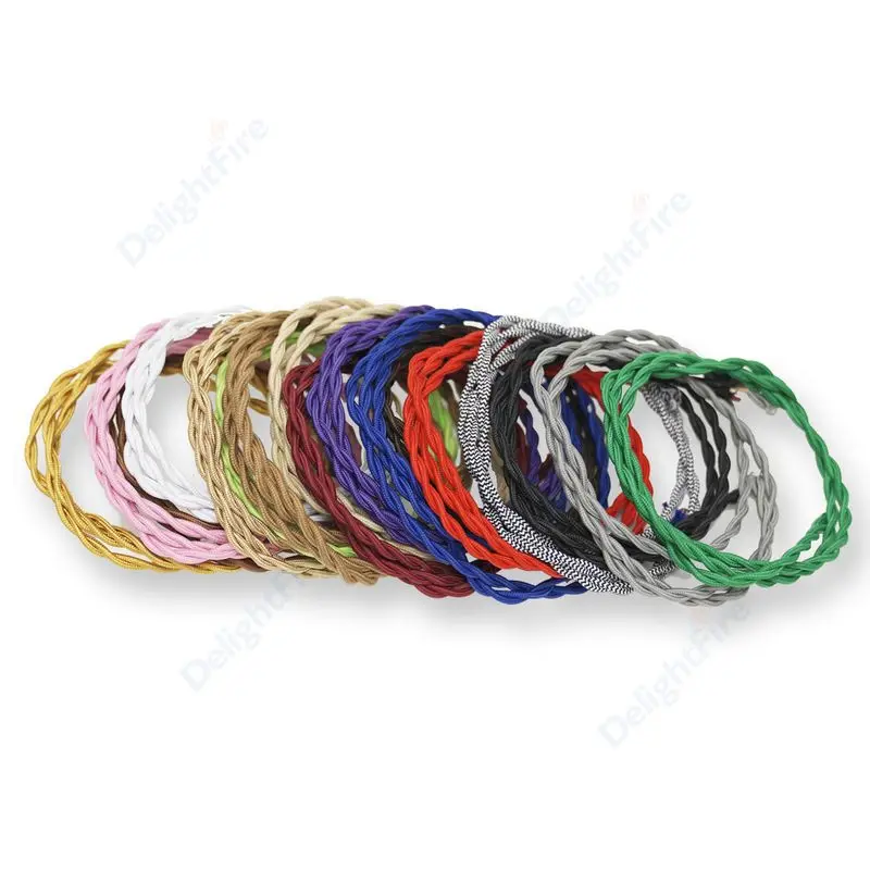 

2 Pin Vintage Twisted Fabric Cable for DIY Projects Vintage Lamp Cord Fans Electrical Wire 18AWG Colourful Cloth Covered Cable