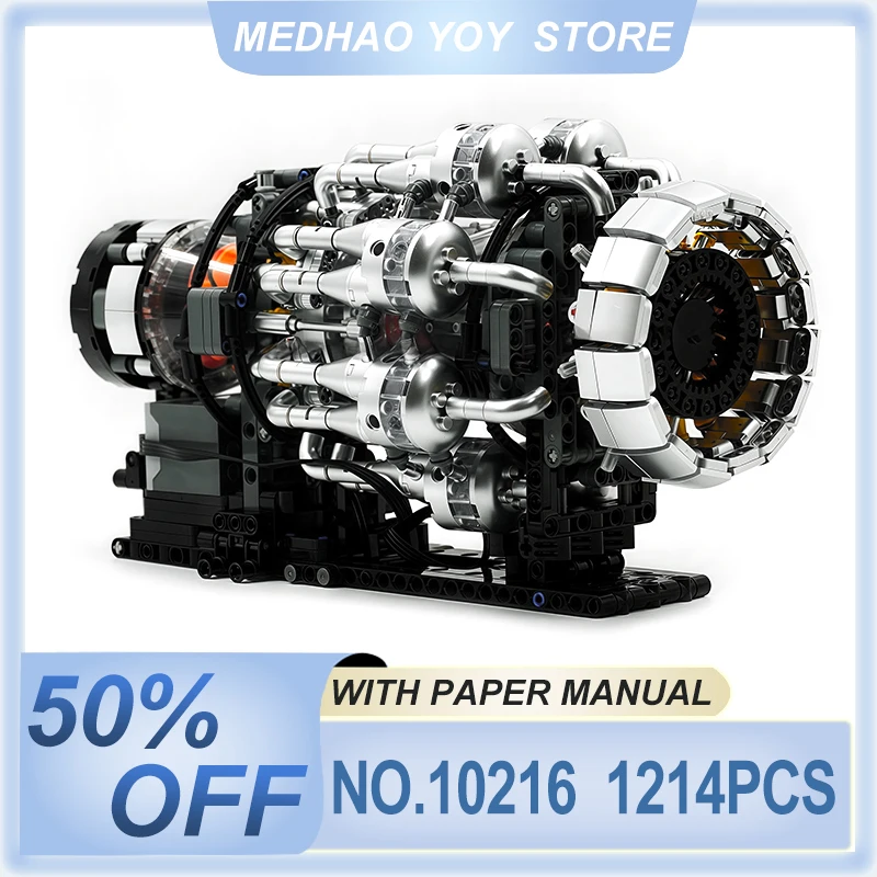 

Technical Mould King 10216 Turbojet Engine Motorized Simulation Vehicle Drive Building Block DIY Toys Adults Kids Brithday Gifts