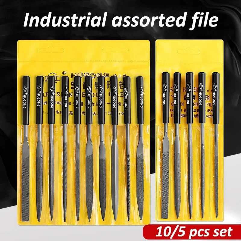 Neues Premium-Nadelfeilen-Set aus Kohlenstoffstahl mit rutschfesten, ergonomischen Griffen für präzises Feilen auf Holz, Kunststoff, Modell – Detail 1