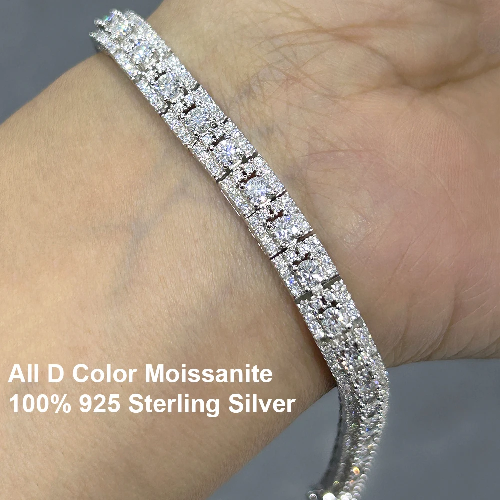 BXINY Luxury Full Moissanite Bracelet S925 Silver Sparkling Diamond for Women Engagement Wedding Fine Jewelry Gift GRA Certified