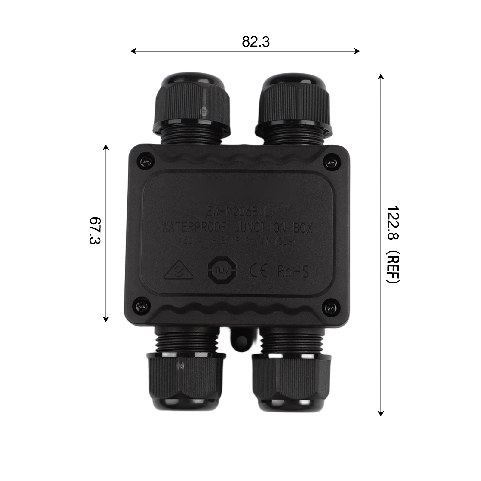 For outdoor IP68 waterproof junction box 4way 2in2out connector for cable diameters 5 to 14 millimeters PA66 nylon