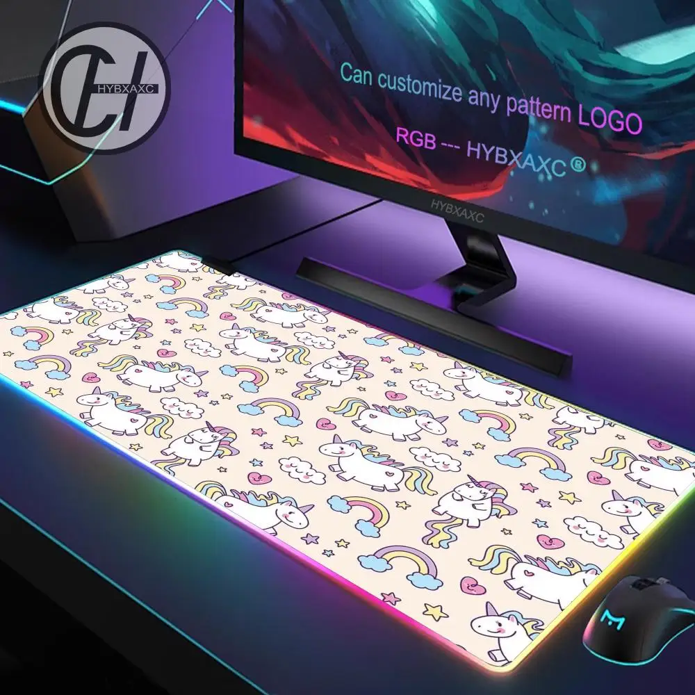 

900x400x4 HYBXAXC Mouse Pad RGB Gaming Mouse Pad Desk Mat HD Gamer Large LED Light XXL Cute Cartoon Unicorn RGB Gaming Mouse Pad