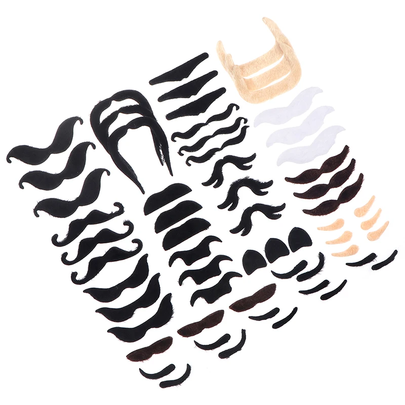 48pcs Creative Funny Costume Mustache Pirate Party Halloween Cosplay Fake Mustach Beard Whisker Kid Adult Novelty Supplies