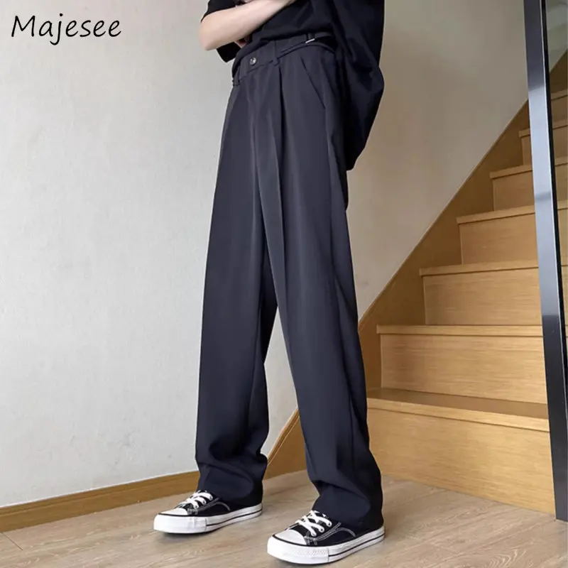 

Men Pants Black Baggy Trousers Pantalones Korean Fashion Clothing Streetwear Pure All-match Teens Summer Techwear Smart Casual