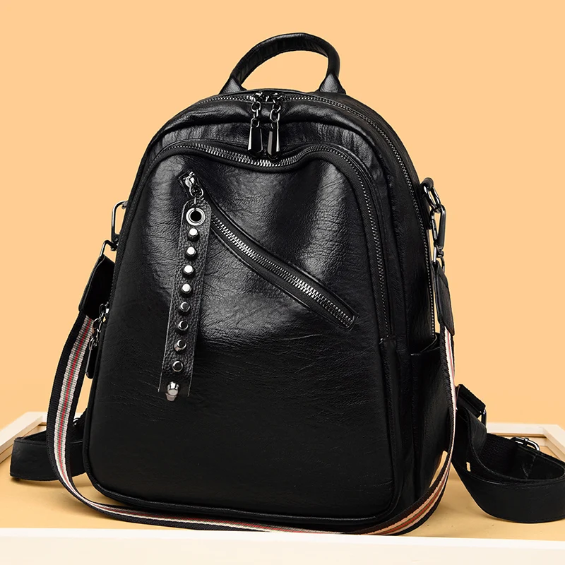 Hot Fashion Women Leather Backpack Large Capacity Female Shoulder Bag Ladies Casual School Travel Bag for Teenage Girls Mochilas