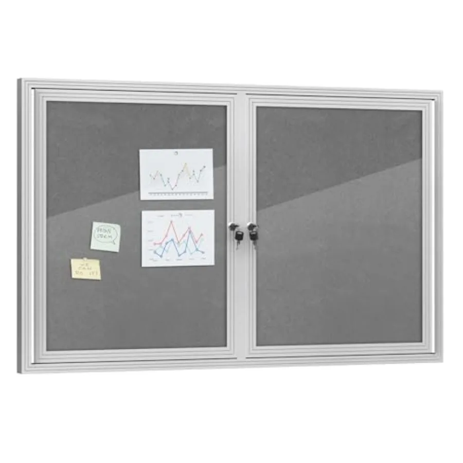 

Доска объявлений уличная, защищенная от непогоды, с замком, из алюминия, 48x30 дюймов, с пробковой поверхностью, для школы и офиса, серебристая рама