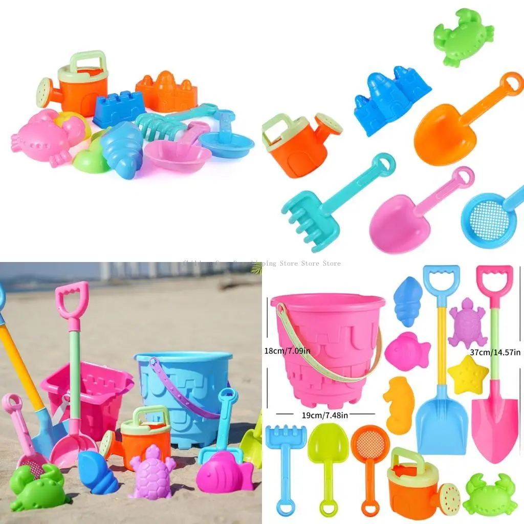 

Large Round Castles Sand Bucket Toy Set 13pcs Beach Shovels For Children Summer